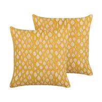 DEKOKISSEN 2er-Set Senfgelb 45/45 cm Ginnala - Dunkelgelb, Naturmaterialien/Textil (45/45cm) - Beliani
