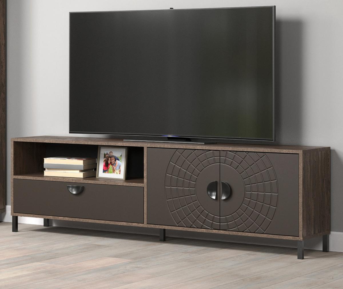 TV-LOWBOARD Bronze und Rostoptik 183 cm, TV Unterteil mit Soft-Close - Rostfarben/Schwarz, Holzwerkstoff/Metall (183/55/40cm) - Top.Furn
