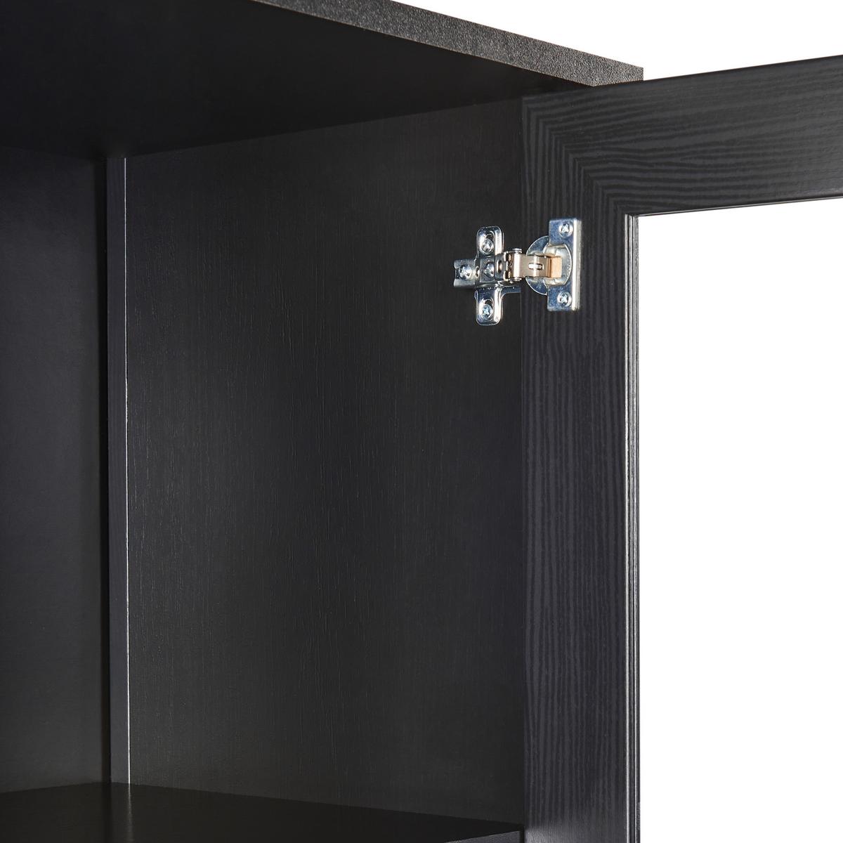 VITRINE mit Glastüren 80 cm Schwarz Nornalup - Schwarz, Holzwerkstoff (80/180/35cm) - Beliani