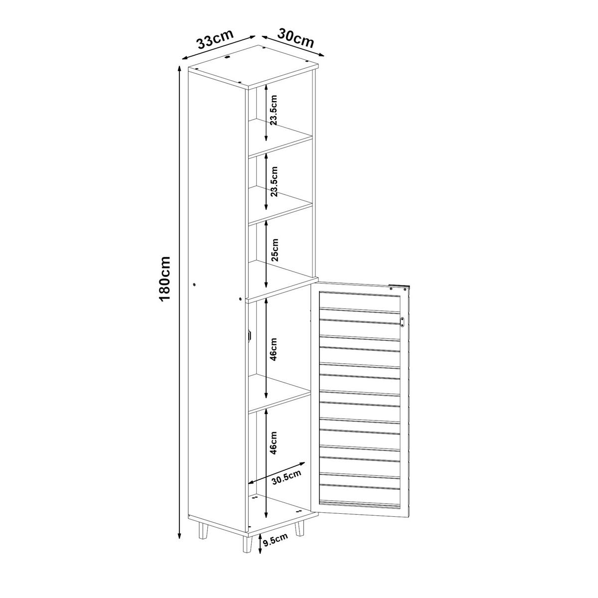 HOCHSCHRANK Epind - Naturfarben, Holz (33/180/30cm) - [en.casa]