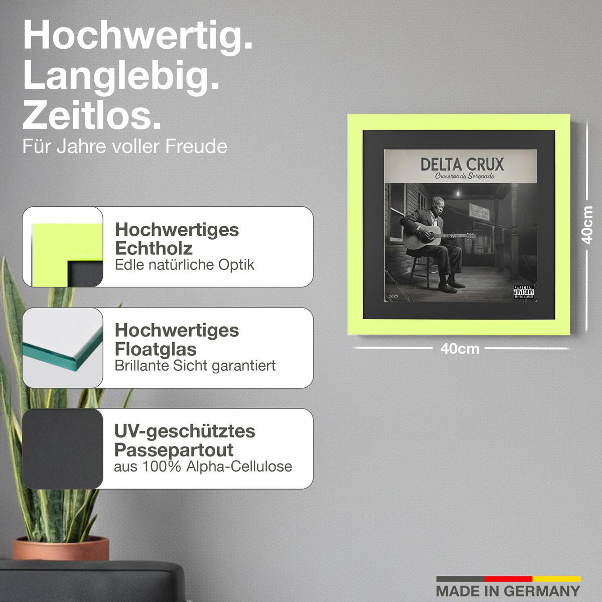 SCHALLPLATTEN BILDERRAHMEN 40/40 2er Set - Grün, Holz (40/40cm) - K-Möbel