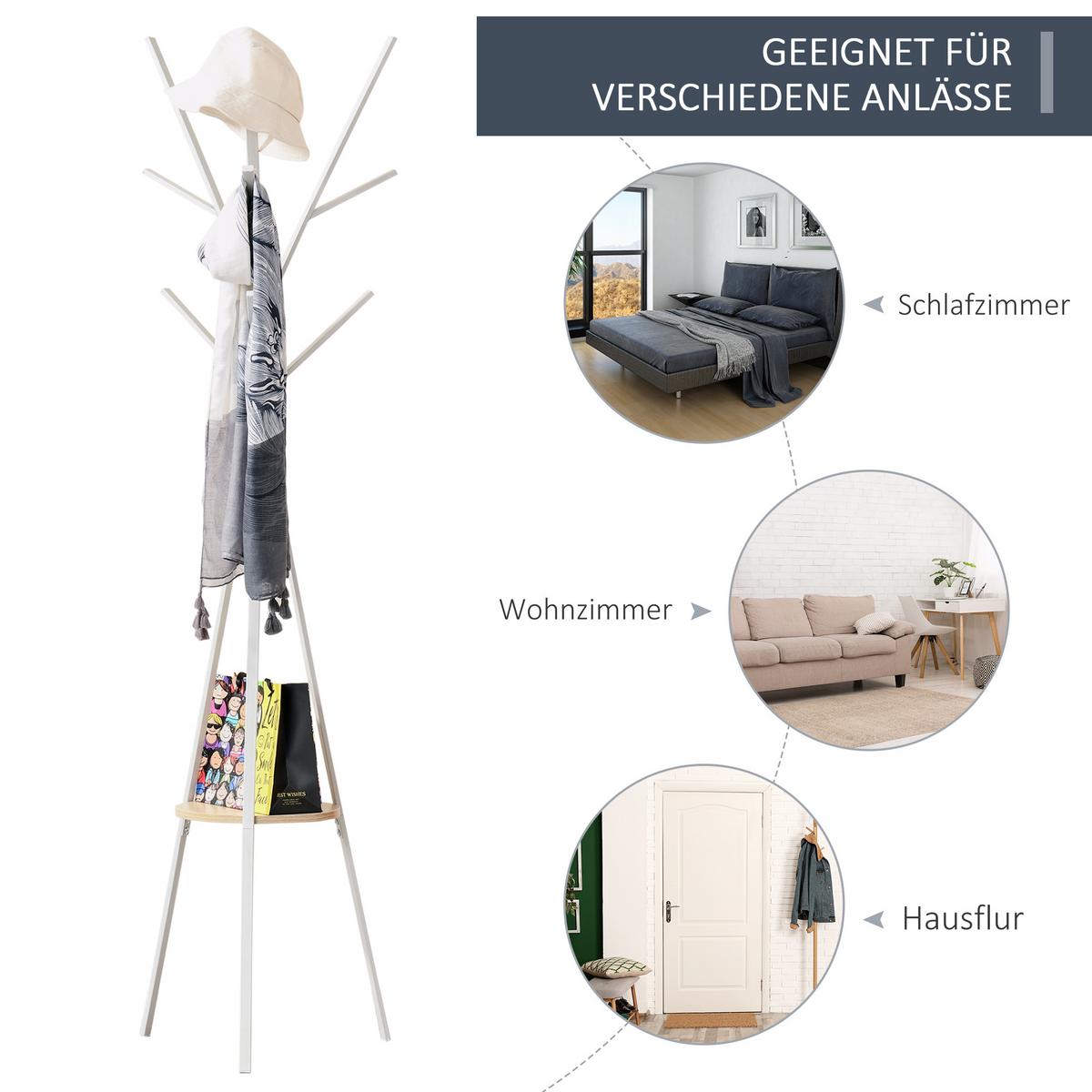 KLEIDERSTÄNDER - Weiß, Metall (45/180/45cm) - HOMCOM