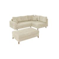ECKSOFA inkl. Hocker Sigurd Beige Chenille - Ottomane rechts - Beige/Braun, Holz/Textil (231/161cm) - S-Style