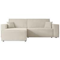 ECKSOFA mit Schlaffunktion und Bettkasten CELTIC-XL - 277x143x83 cm Beige Velours - Beige/Schwarz, Holzwerkstoff/Kunststoff (277/143cm) - ALTDECOR