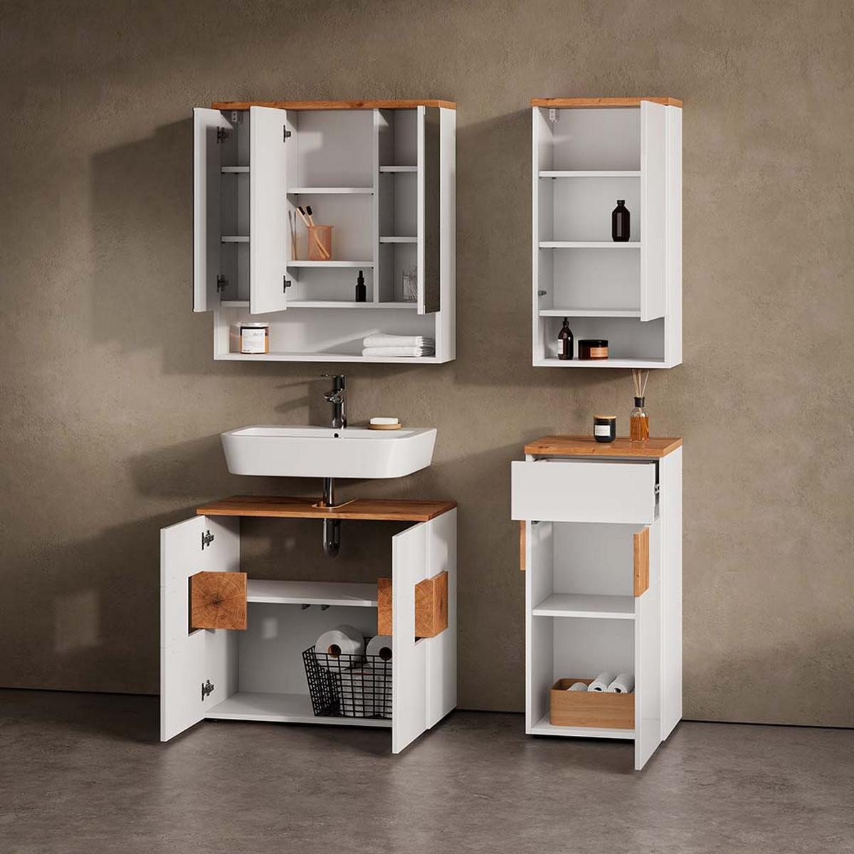BADMÖBEL-SET Tanaro Weiß 2 Teile - Weiß, Holzwerkstoff (73/77/21cm) - Livinity®