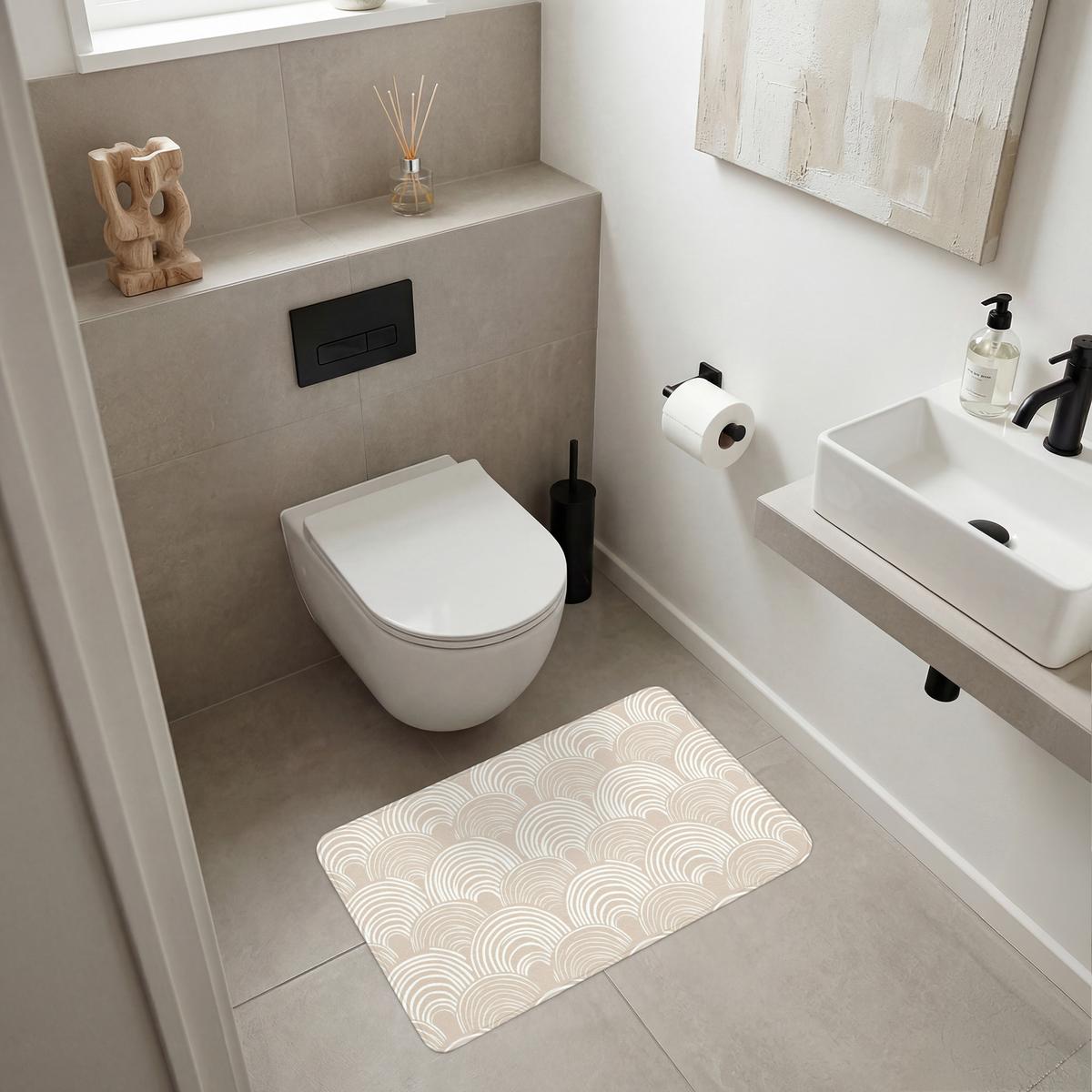 BADEMATTE Wellen - Textur - Beige 80x50 cm - Kaschmir, Textil (80/50cm) - OnlyWow