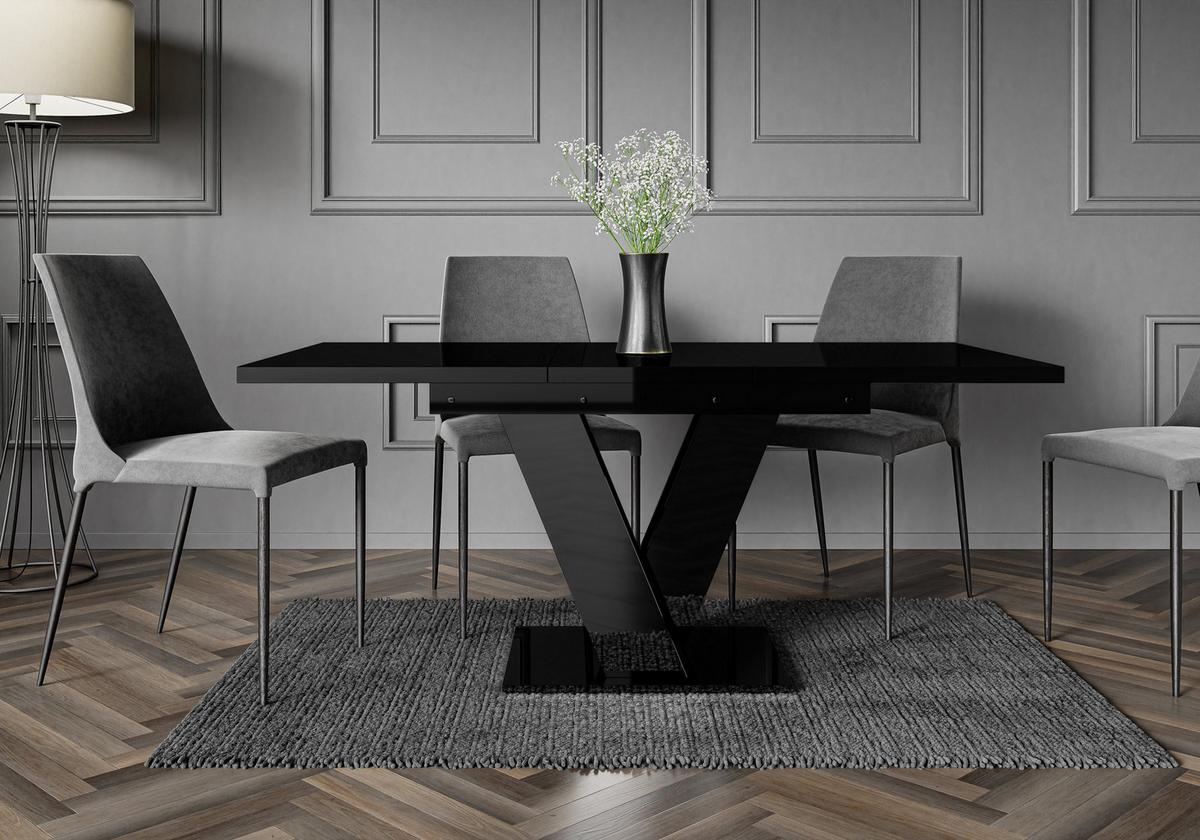 ESSTISCH MASSAR Ausziehbar 120 - 160 / 80 x 76 cm - Schwarz Hochglanz/Weiß, Holz (120/80/76cm) - MASSENO