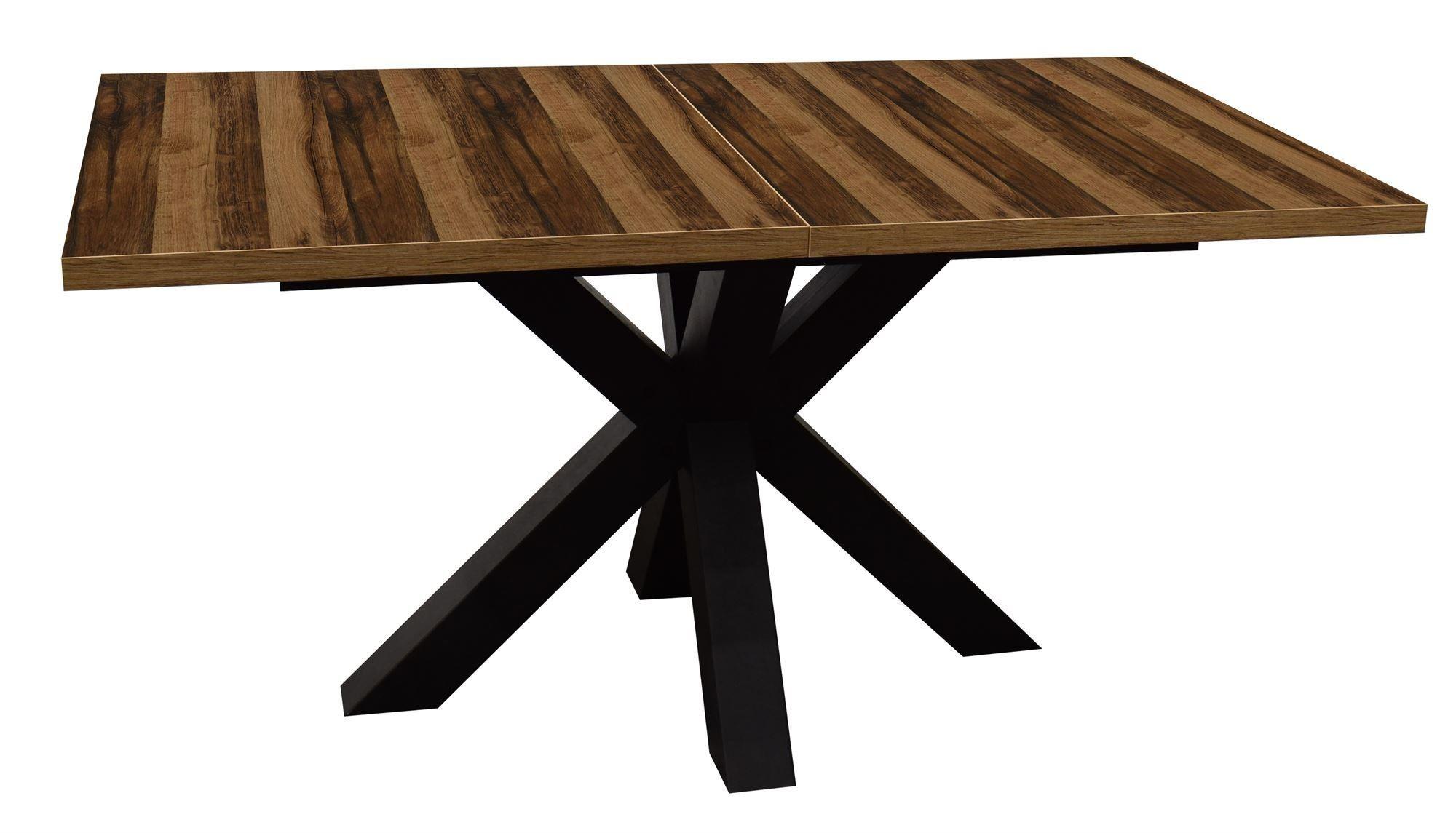 ESSTISCH ausziehbar Elda 1 160 x 90 x 75 Esszimmertisch Schwarzstahl/Plankeneiche - Alteiche, Holz (160/90/75cm) - 58aufmkessel