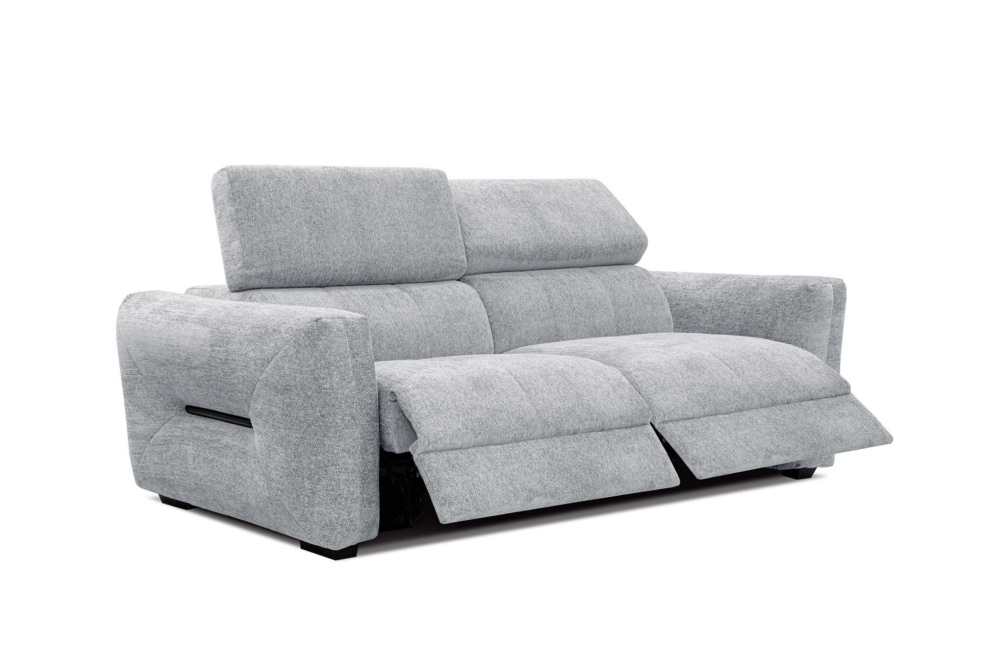 SOFA CALVERA 3-Sitzer mit 2 Relaxfunktionen, hellgrau - Hellgrau, Holzwerkstoff/Textil (204/79/106cm) - Wozimo