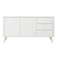 SIDEBOARD Vespasia 2T 3S Beige 163,2/81,2/38 cm – Geriffelte Fronten - Goldfarben/Weiß, Holzwerkstoff/Metall (163.2/81.2/38cm) - AX Living