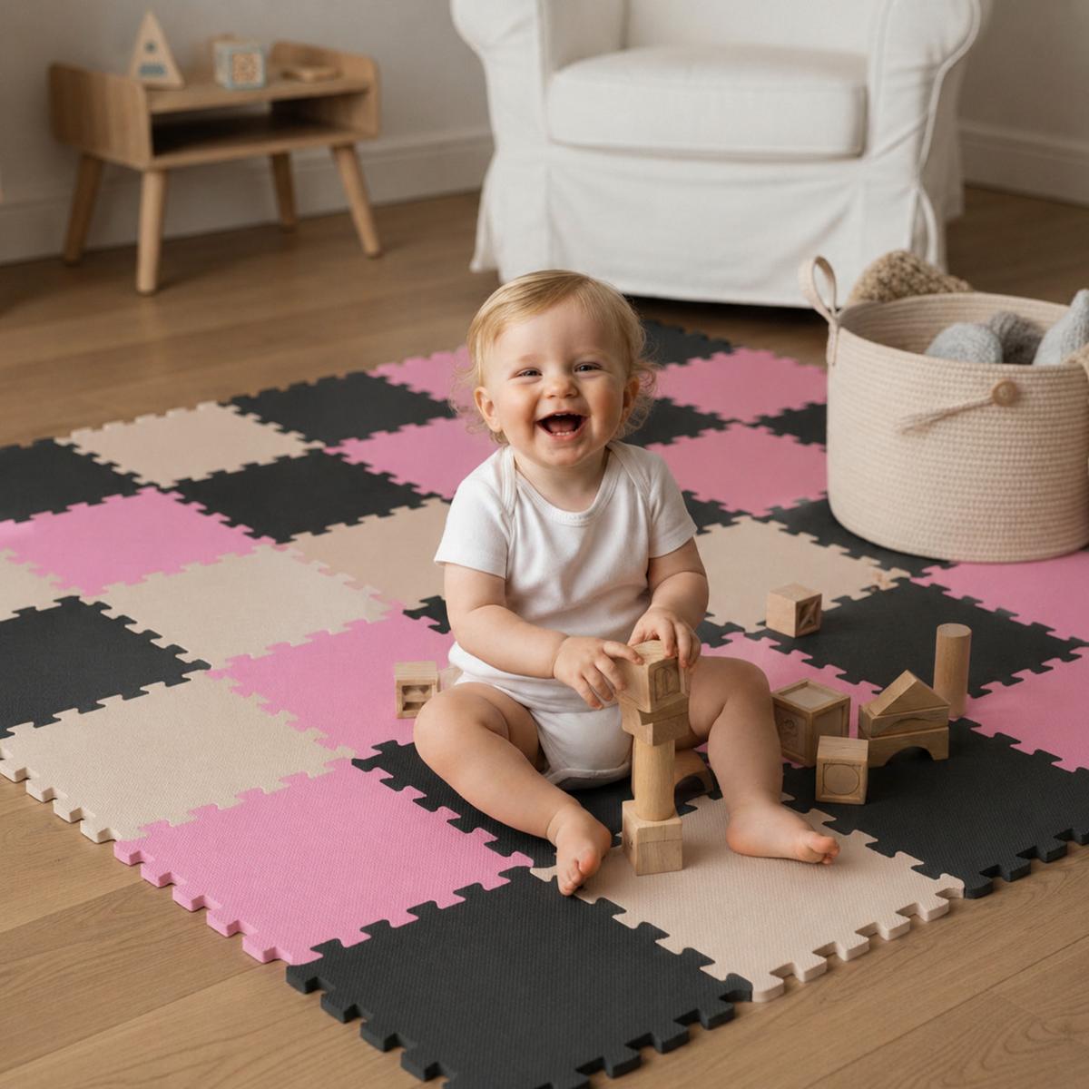 SPIELMATTE ab Null - 270/90 cm Puzzlematte Schwarz - Multicolor, Kunststoff (30/30cm) - Littletom