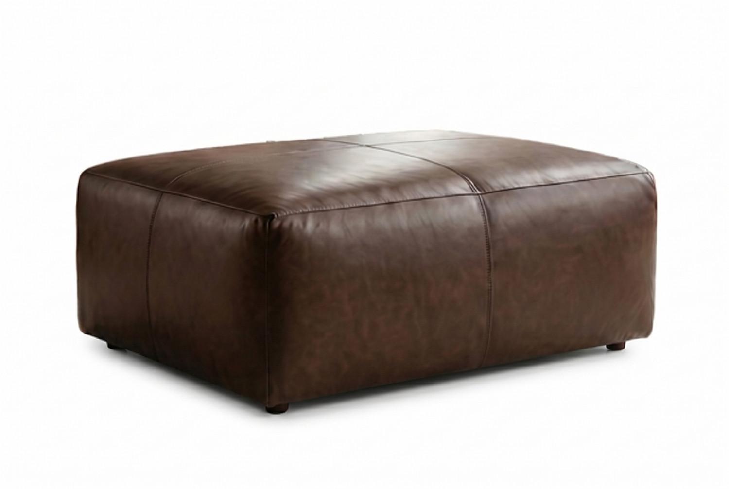 POLSTERHOCKER CELESTE Dunkelbraun Leder - Dunkelbraun, Leder/Kunststoff (120/48/80cm) - KAWOLA