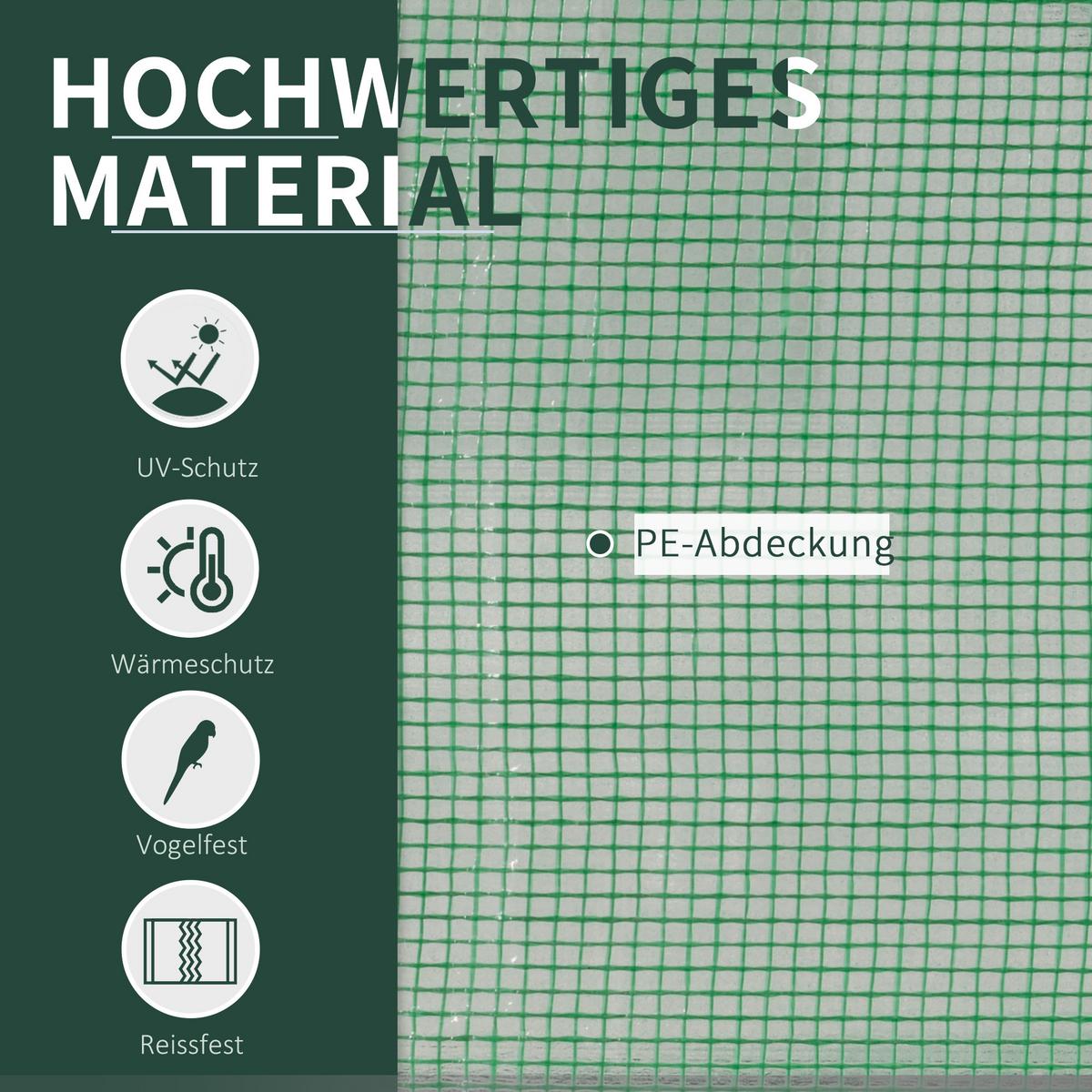 GEWÄCHSHAUS, 200L x 100B x 80H cm - Grün, Kunststoff (100/80/200cm) - Outsunny