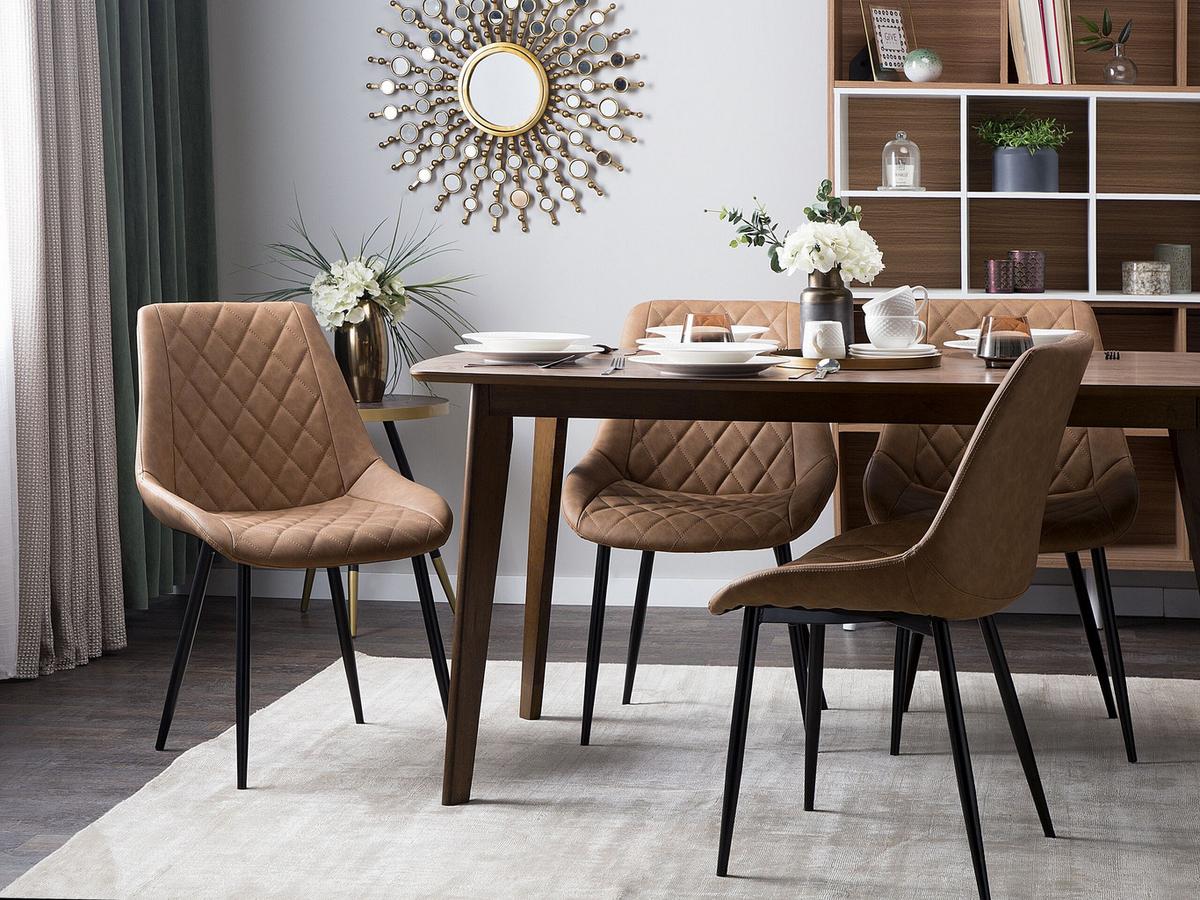 ESSZIMMERSTUHL 2er-Set Kunstleder Braun Maribel - Braun, Textil/Metall (52/85/61cm) - Beliani