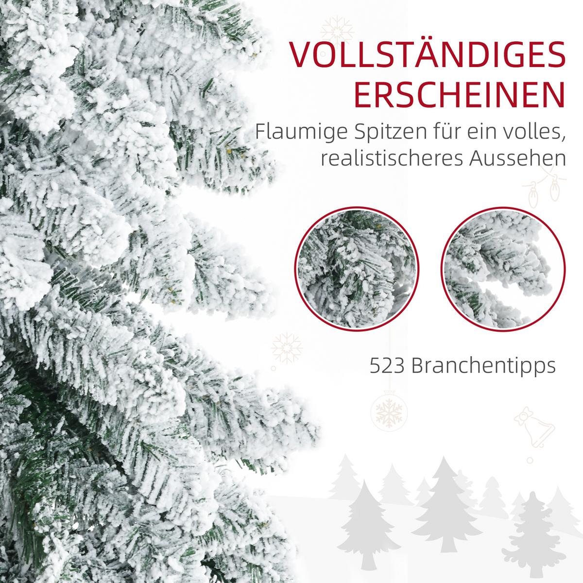 KÜNSTLICHER Weihnachtsbaum 180 cm Kunst Tannenbaum mit Kunstschnee, Indoor - Grün, Kunststoff (180cm) - HOMCOM
