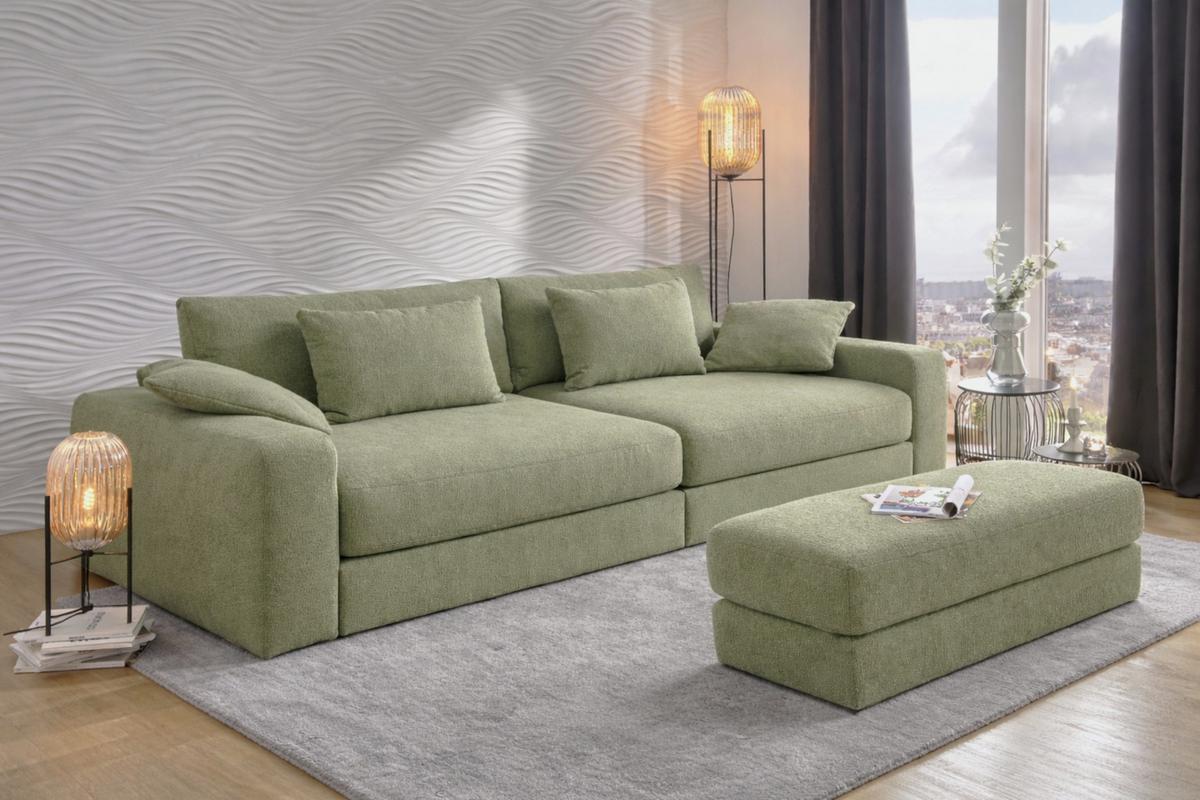 POLSTERHOCKER Federkern B124/T60/H40 cm Flachgewebe-Bezug Hellgrün / 15253 - Schwarz/Hellgrün, Kunststoff/Textil (124/40/60cm) - luma-home