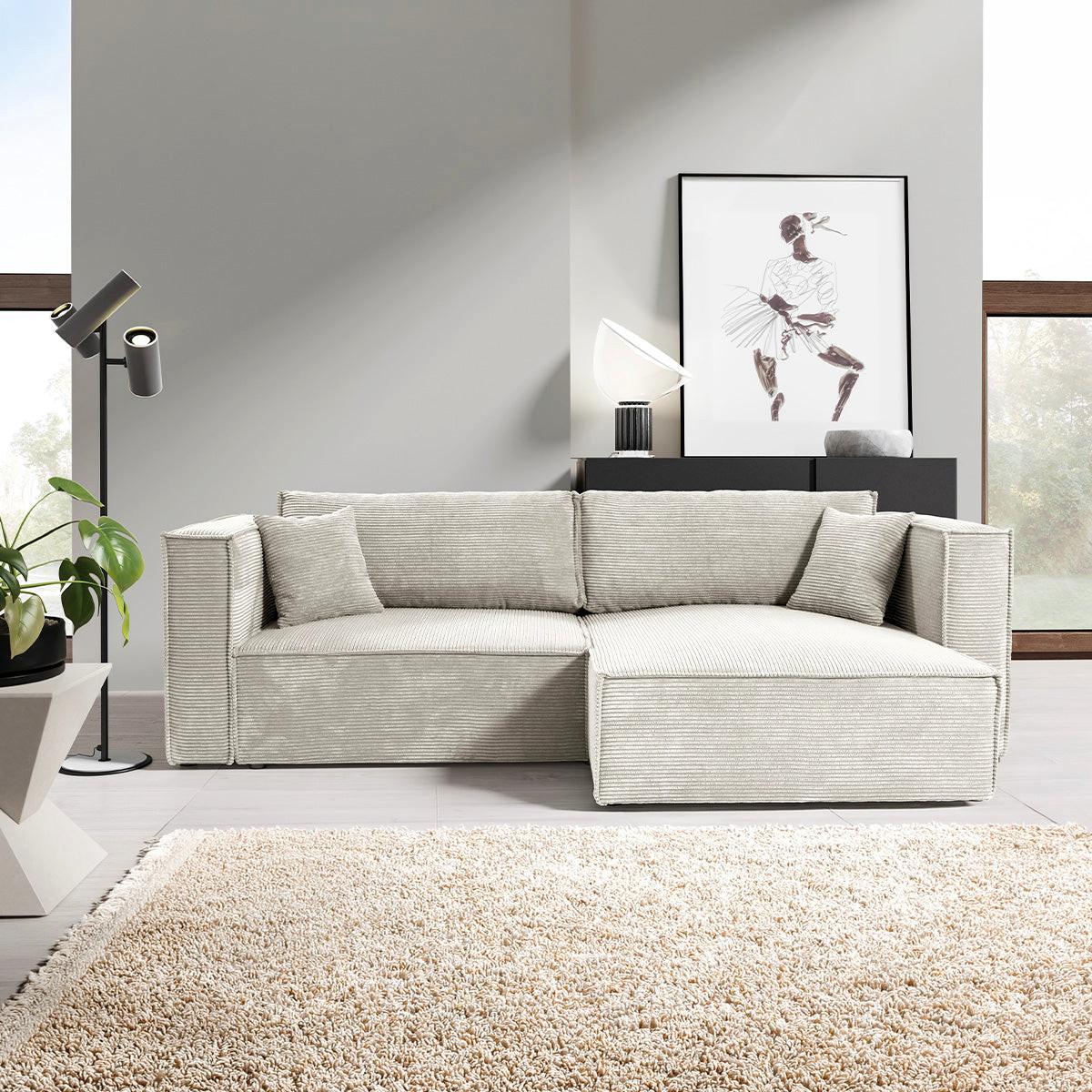 SOFA Jimmy 3 Sitzplätze Weiß-Beige - Weiß, Holz (245/77/148cm) - Petits-meubles
