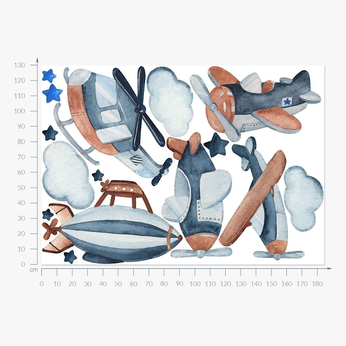 WANDAUFKLEBER 130x185cm - Lufttransport - Multicolor, Kunststoff (130/185/0.1cm) - Wallfluent
