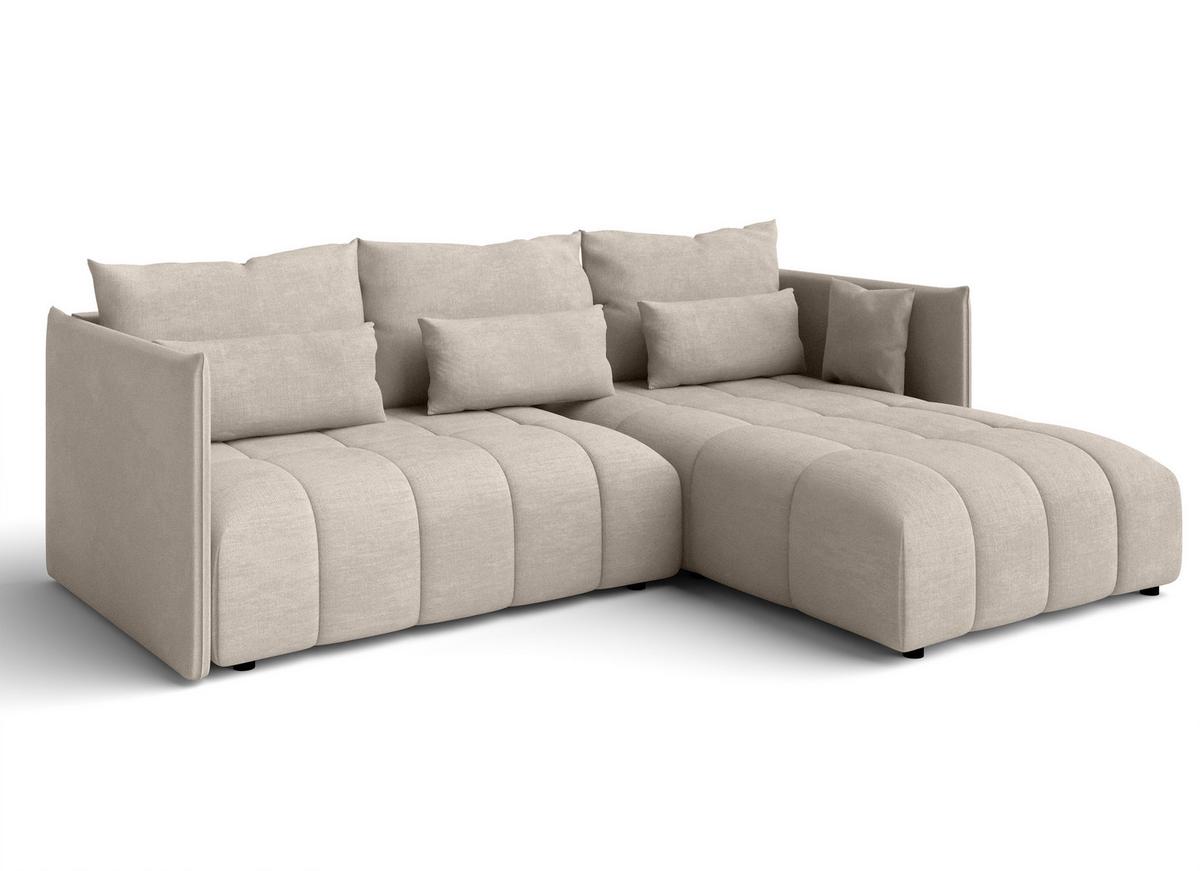 ECKSOFA L Form Cosmova Hellbraun 248/180/83 cm mit Schlaffunktion - Hellbraun/Schwarz, Kunststoff/Textil (248/180cm) - AX Living