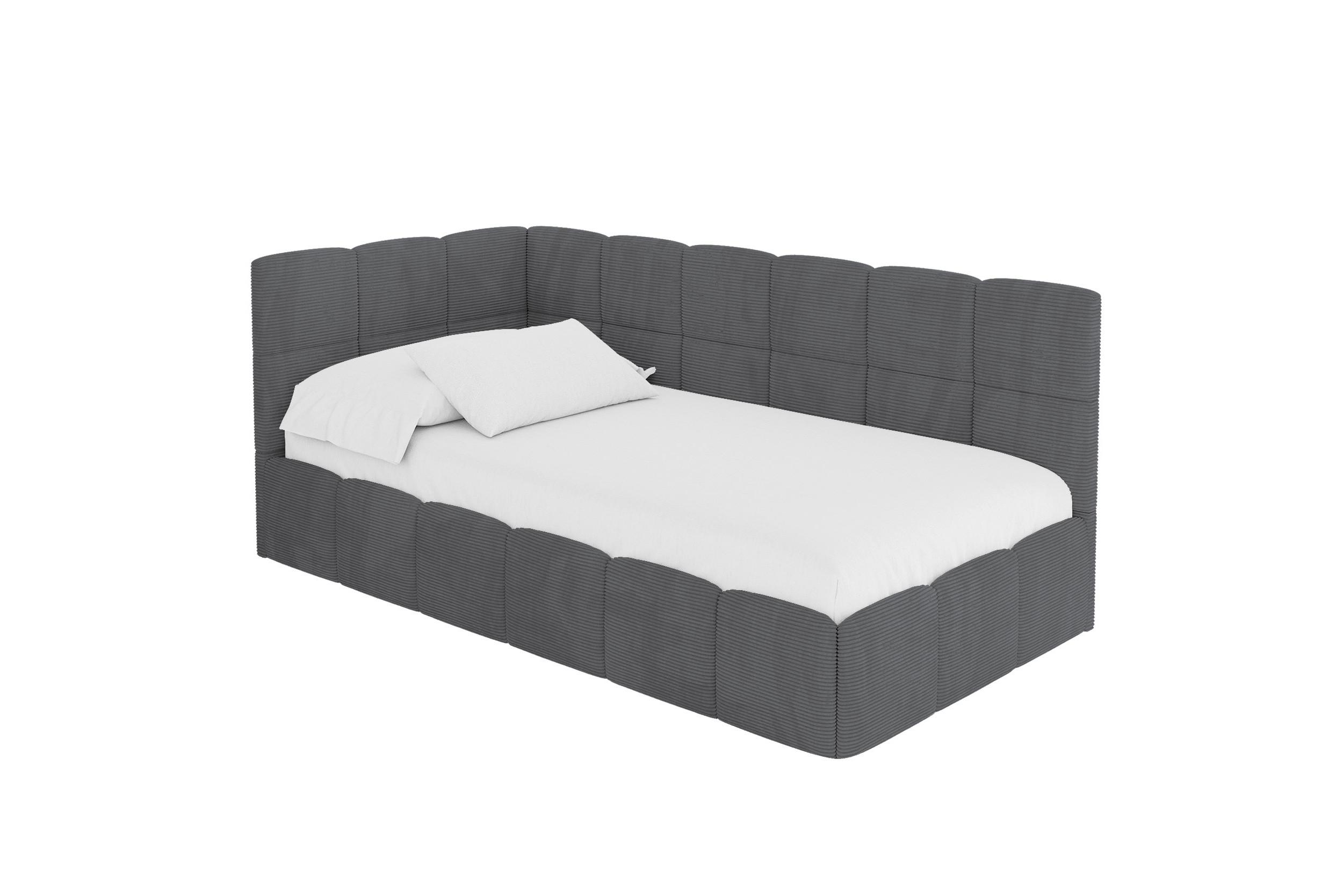 EINZELBETT Jugendbett mit Bettkasten Rechts, mit Matratze - LIVY 100x200 Dunkelgrau - Graphitfarben, Holzwerkstoff/Textil (100/200cm) - ALTDECOR
