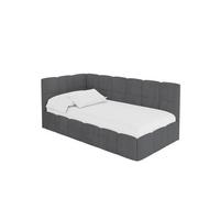 EINZELBETT Jugendbett mit Bettkasten Rechts, ohne Matratze - LIVY 90x200 Dunkelgrau - Graphitfarben, Holzwerkstoff/Textil (90/200cm) - ALTDECOR