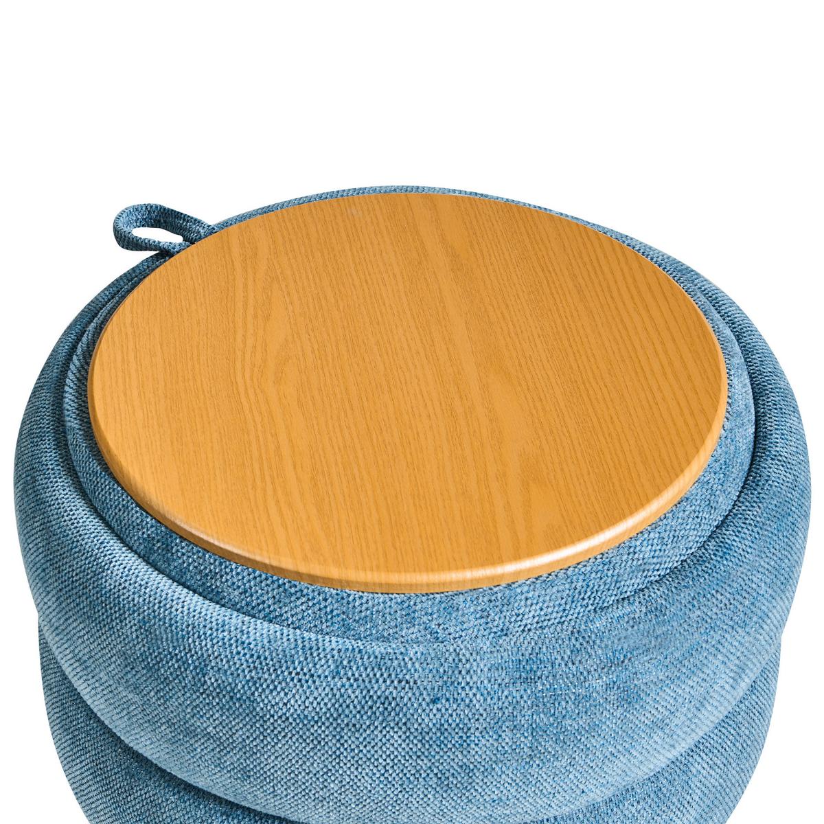 POUF mit Stauraum Chenillegewebe Blau Hawley - Blau, Textil (40/41/40cm) - Beliani