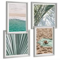 BILDER SET 4er Set - 50x50 cm & 40x60 cm Silberner Rahmen - Urlaubsblick Strand Meer - Silberfarben, Kunststoff (50/50cm) - TULUP
