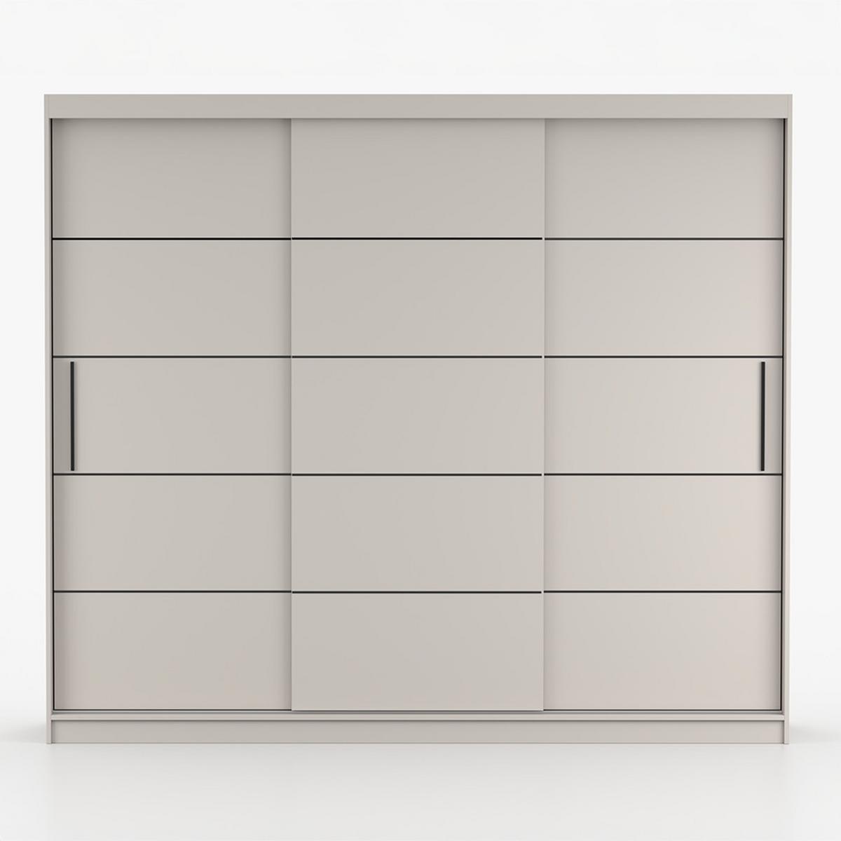 SCHWEBETÜRENSCHRANK ALBA II K 250/218/61 cm 3-türig Kaschmir - Kaschmir/Schwarz, Holzwerkstoff/Kunststoff (250/218/61cm) - imoebel24