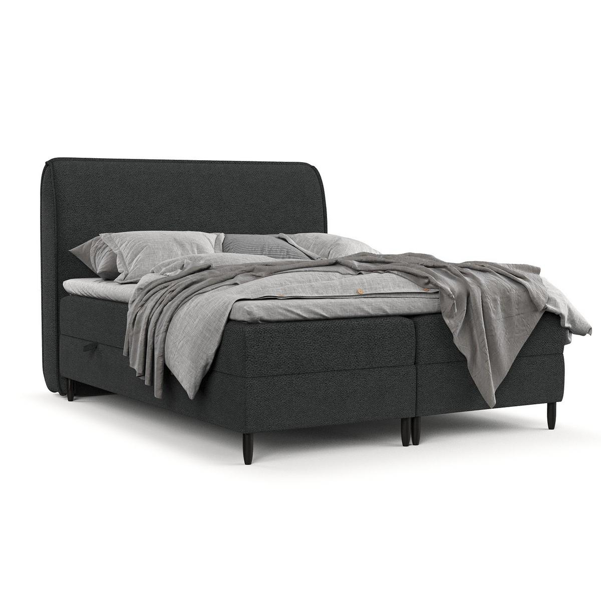 BOXBETT Lunaro 120/200 cm Anthrazit im Bubble Stoff - Anthrazit/Schwarz, Holz/Holzwerkstoff (120/200cm) - AltaBeds