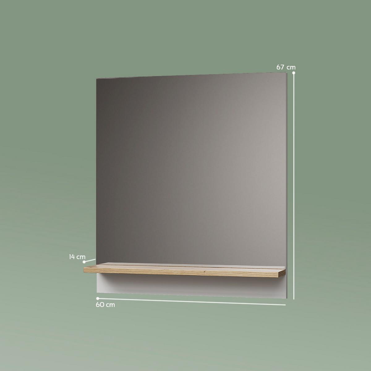 BADSPIEGEL Timavo Weiß 60 x 67 cm mit Regal - Weiß, Holzwerkstoff (60/67/14cm) - Livinity®