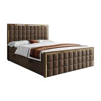 BOXSPRINGBETT ISADORA II GOLD mit Bettkasten und Topper 140x200 cm Royal Velvet 196 - Braun, Textil - Lookway