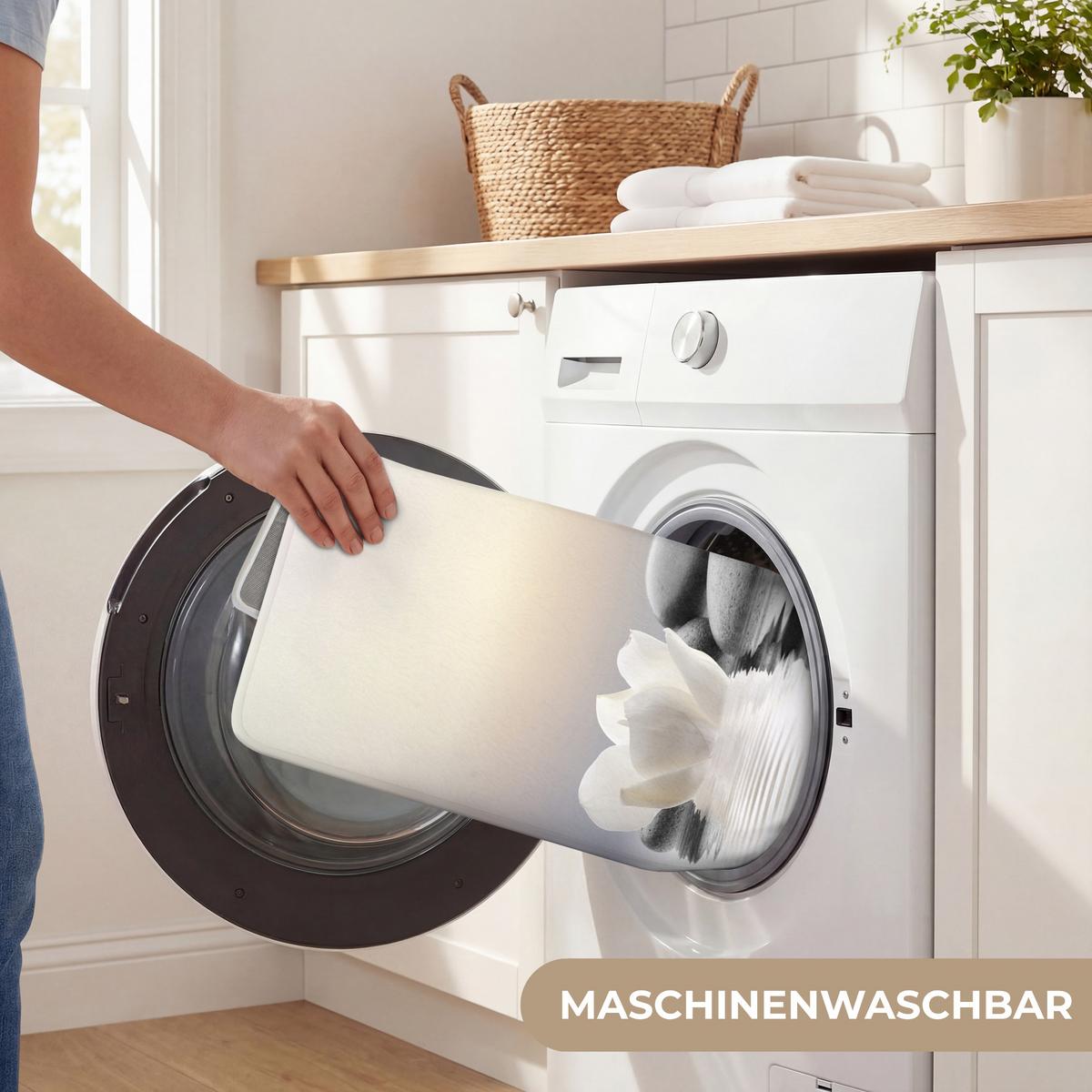 WC-VORLEGER Steine - Lotus - Weiß - Wasser - Zen WC Teppich 40x60 cm - Weiß, Textil (40/1cm) - OnlyWow