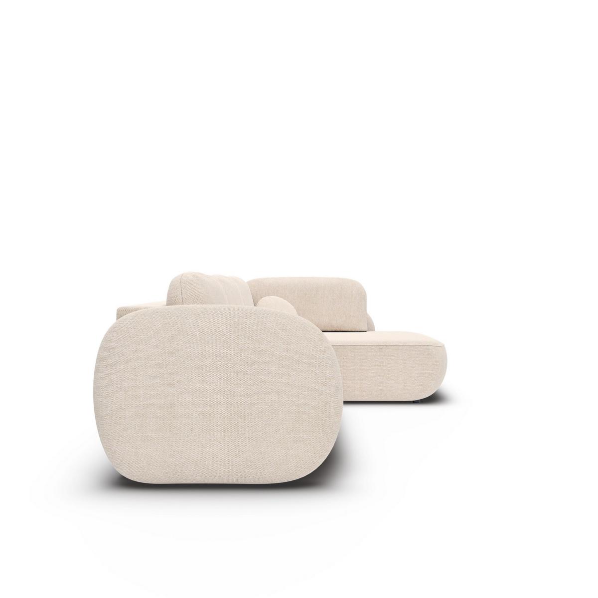 ECKSOFA AMICO II L-S Beige Geflochtener Stoff mit Schlaffunktion - Beige, Holz (289/190cm) - MASSENO