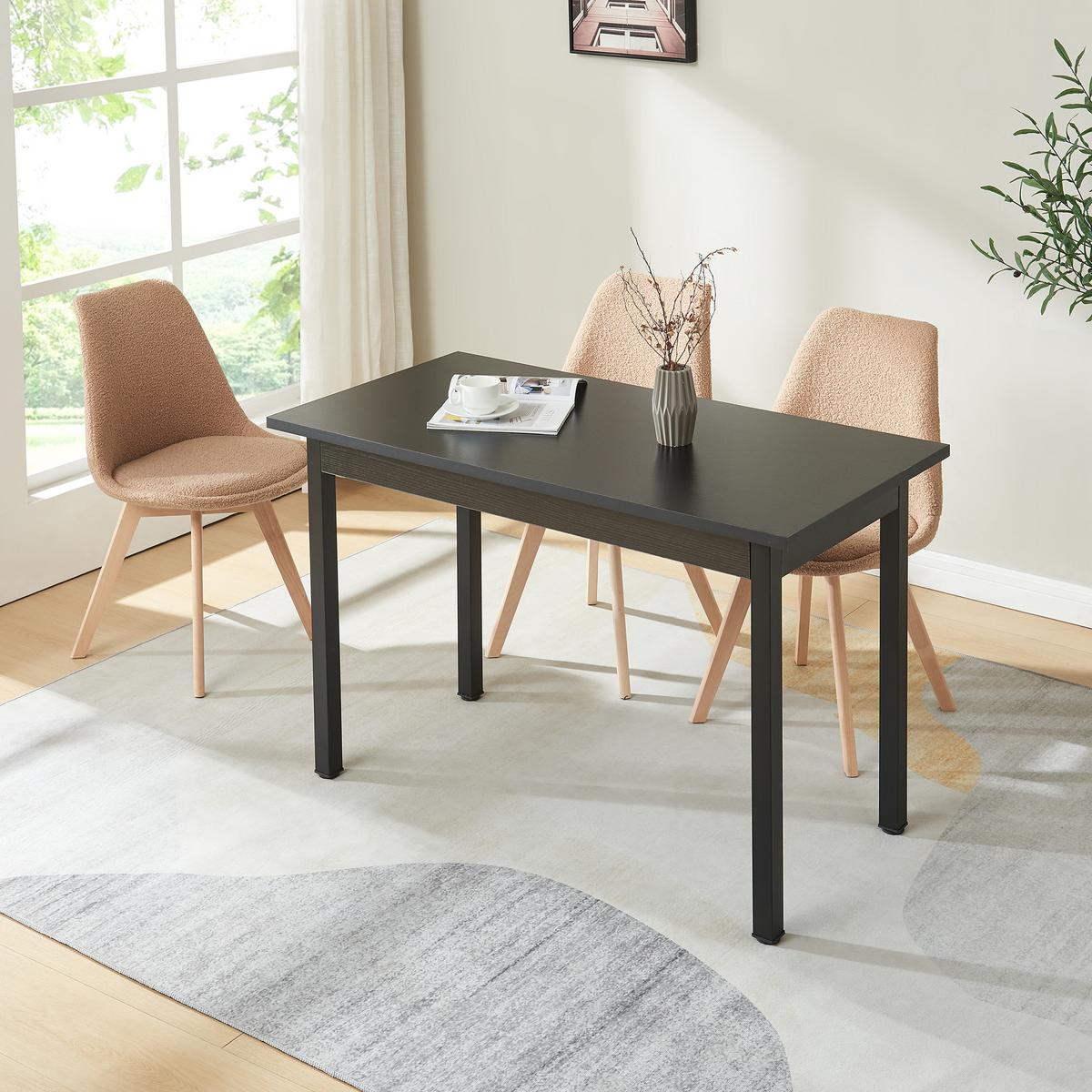 ESSTISCH Den Haag - Schwarz, Holzwerkstoff/Metall (60/120/75cm) - [en.casa]