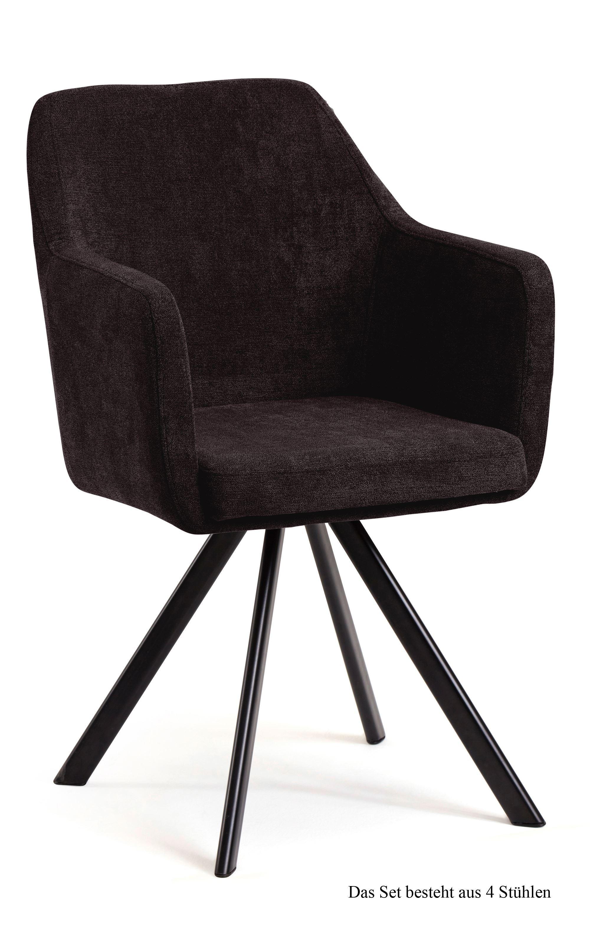 ARMLEHNSTUHL (4er-Set) Debee 57x87x60 Schwarz/Espresso - Dunkelbraun/Schwarz, Kunststoff (60/87/57cm) - 58aufmkessel