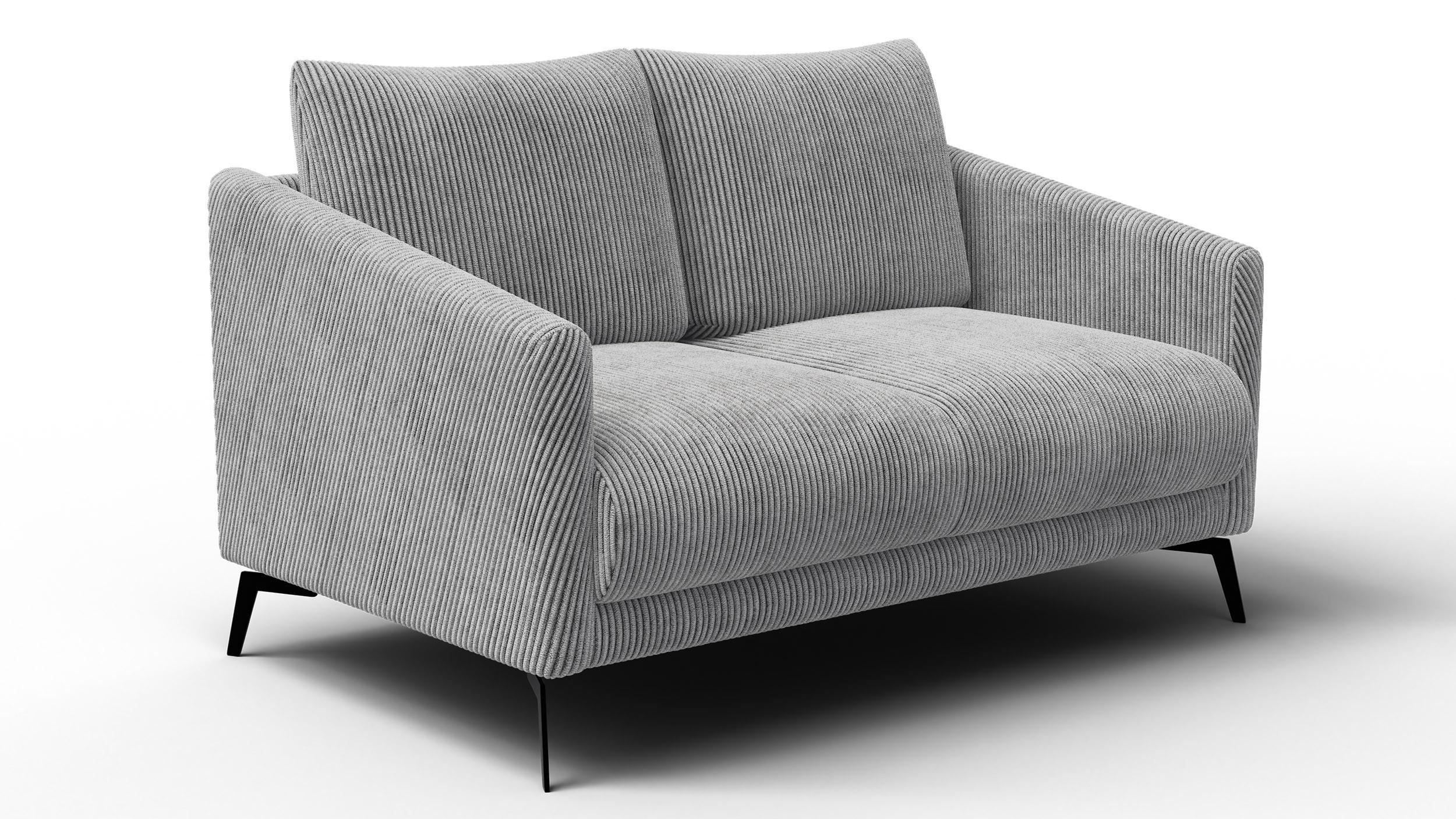 SOFA VILT 2-Sitzer, hellgrau - Hellgrau/Schwarz, Holzwerkstoff/Textil (142/89/94cm) - Wozimo