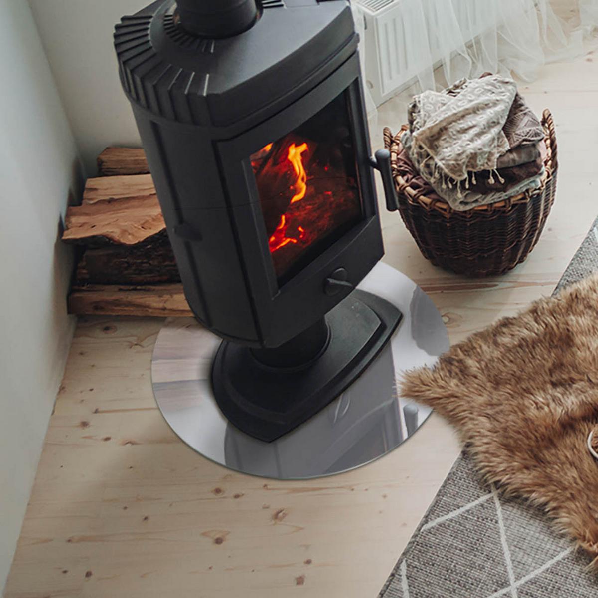GLASPLATTE für Kamin Ø 50 cm - Grau, Glas (50/50/0.4cm) - TULUP