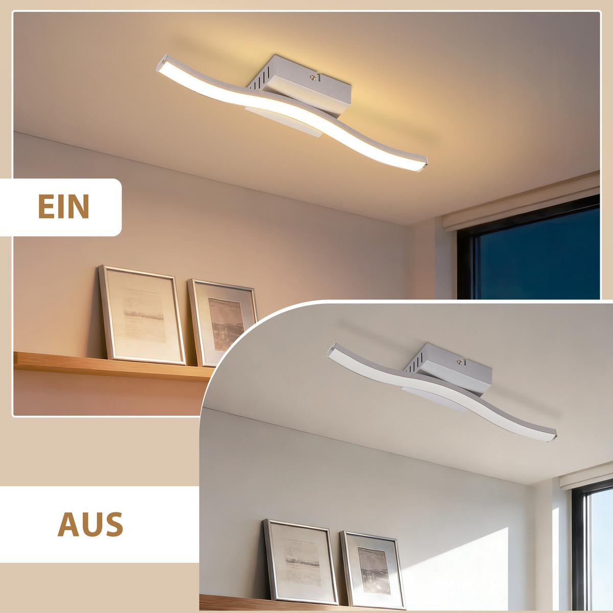 LED DECKENLEUCHTE Nimbus 34.5/7/5.5 cm - Silberfarben, Kunststoff (34.5/7/5.5cm) - ZMH