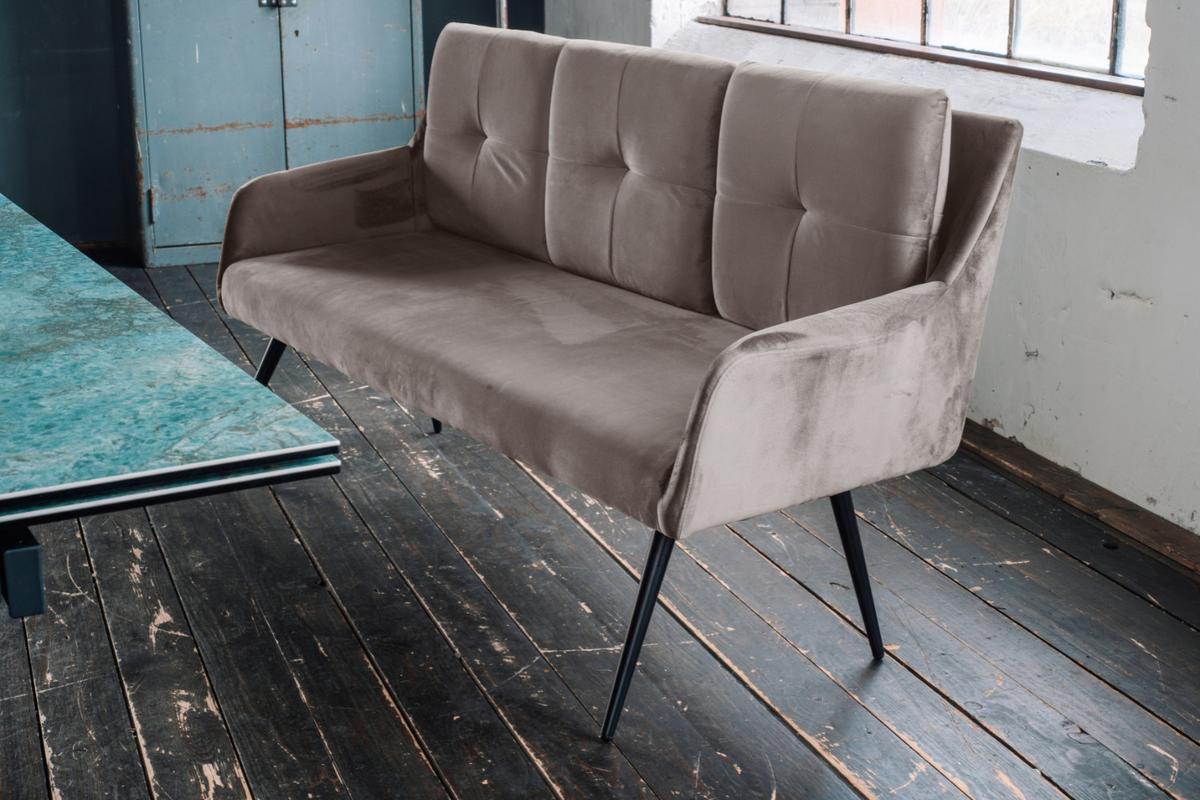 ESSZIMMERBANK PIRI Taupe Velvet - Taupe, Textil (180/84/64cm) - KAWOLA