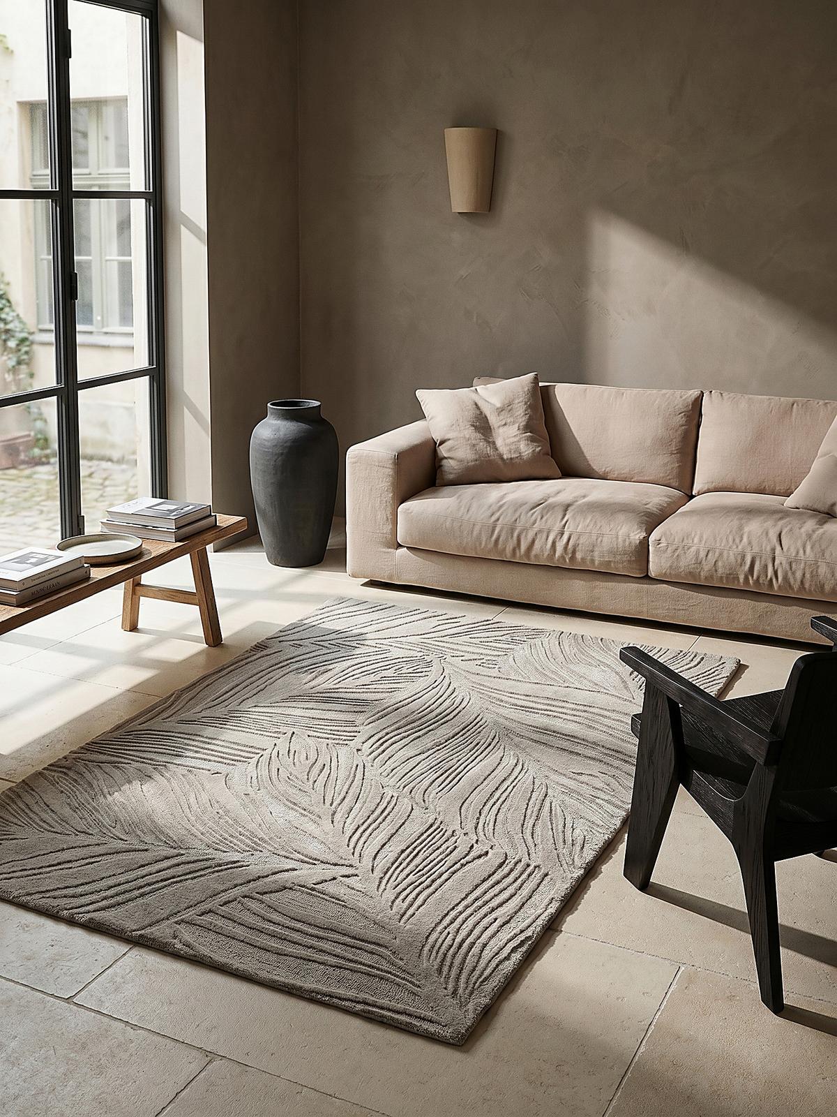 WOLLTEPPICH LEVEN, floral, Grau, 200 x 290 cm - Grau, Textil (200/290cm) - KADIMA DESIGN