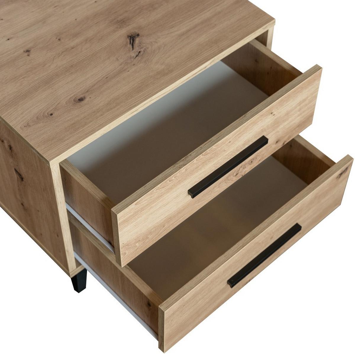 NACHTTISCH Kavo mit 2 Schubladen, eiche Artisan - Schwarz/Eiche Artisan, Holzwerkstoff (53.5/48/41cm) - Beautysofa