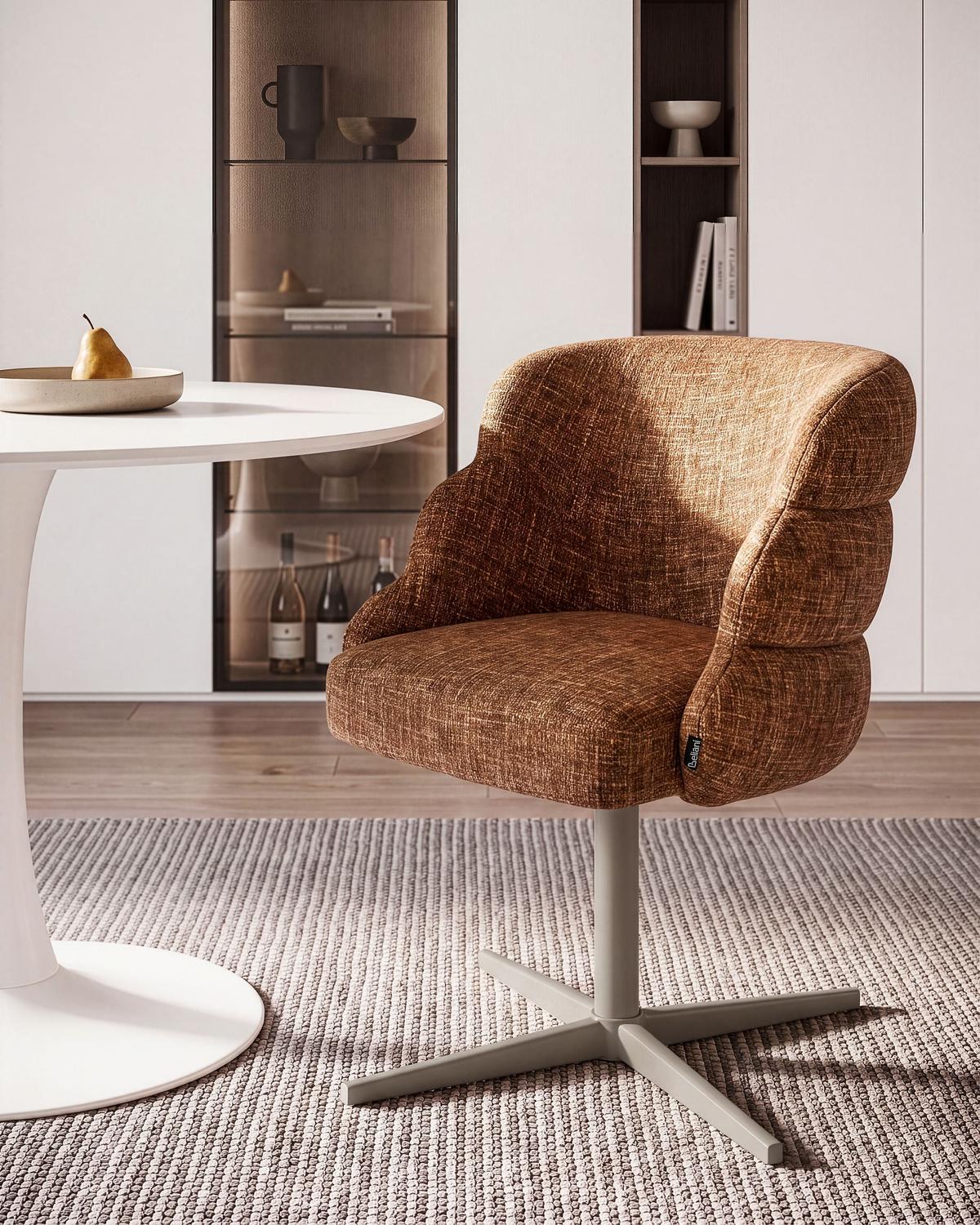 ESSZIMMERSTUHL drehbar Stoff Goldbraun Youngstown - Taupe, Textil/Metall (59/78/63cm) - Beliani