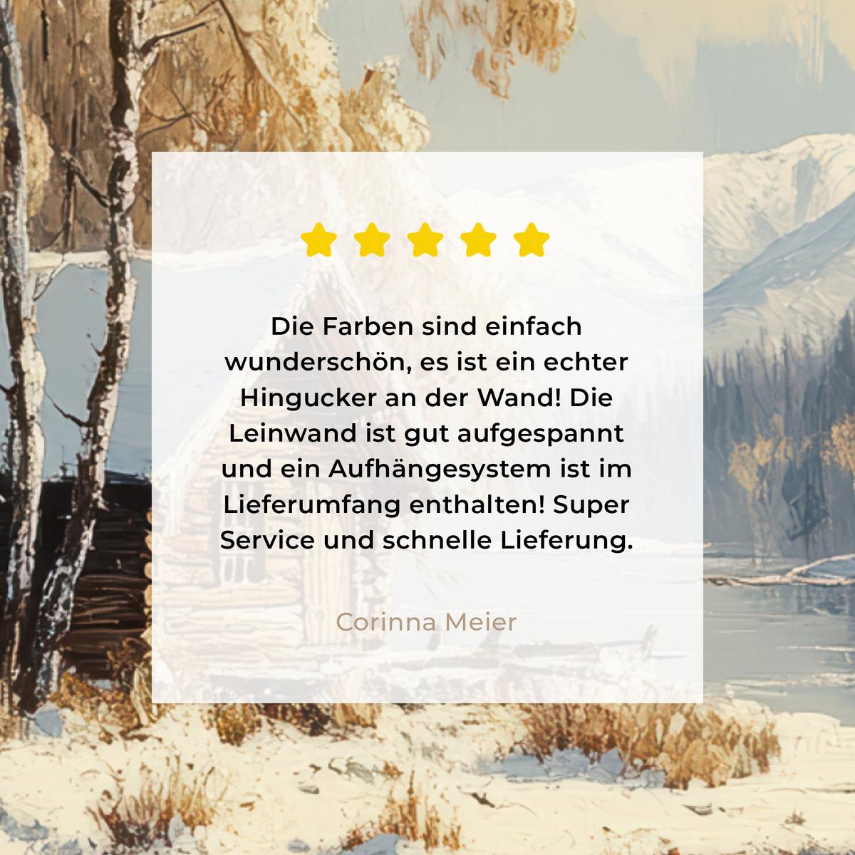 LEINWANDBILD Winter - Schnee - Zuhause - Natur Wandbild 40x30 cm - Hellbraun, Textil (40/30cm) - MuchoWow