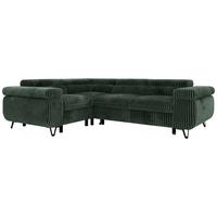 ECKSOFA FALCO L - Dunkelgrün Cord - Links Seite - Dunkelgrün/Schwarz, Textil/Metall (197/268cm) - MKS