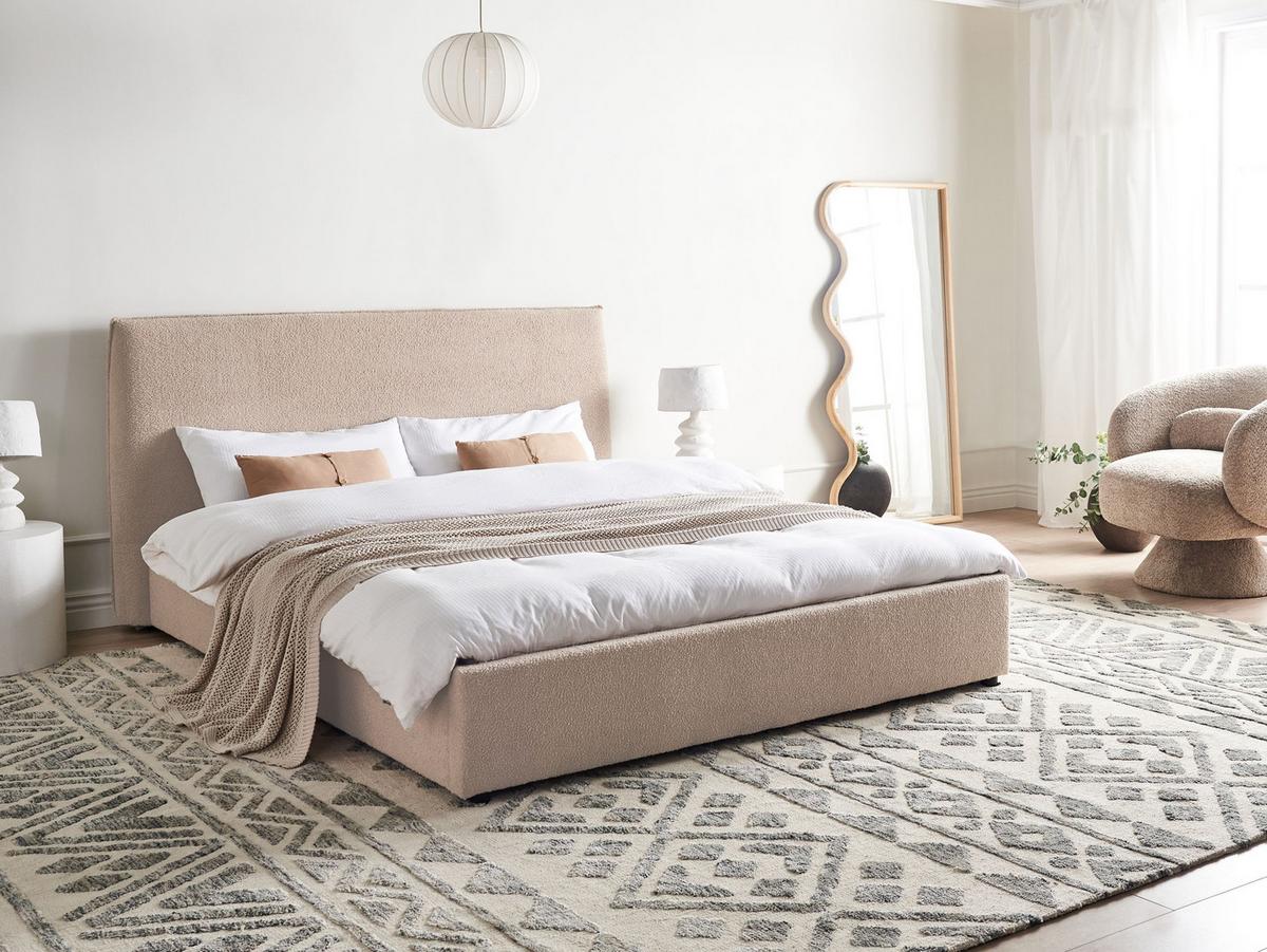 BETT mit Lattenrost 160/200 cm Bouclé Taupe Lavaur - Taupe, Textil (160/200cm) - Beliani