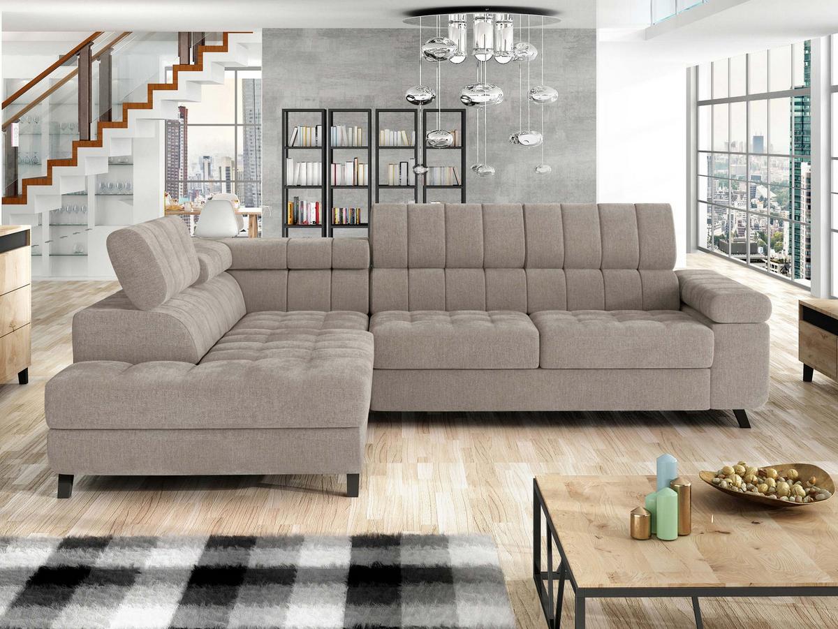 ECKSOFA Nord, Seite: Links - Taupe/Schwarz, Holz/Textil (264/203cm) - MIRJAN24