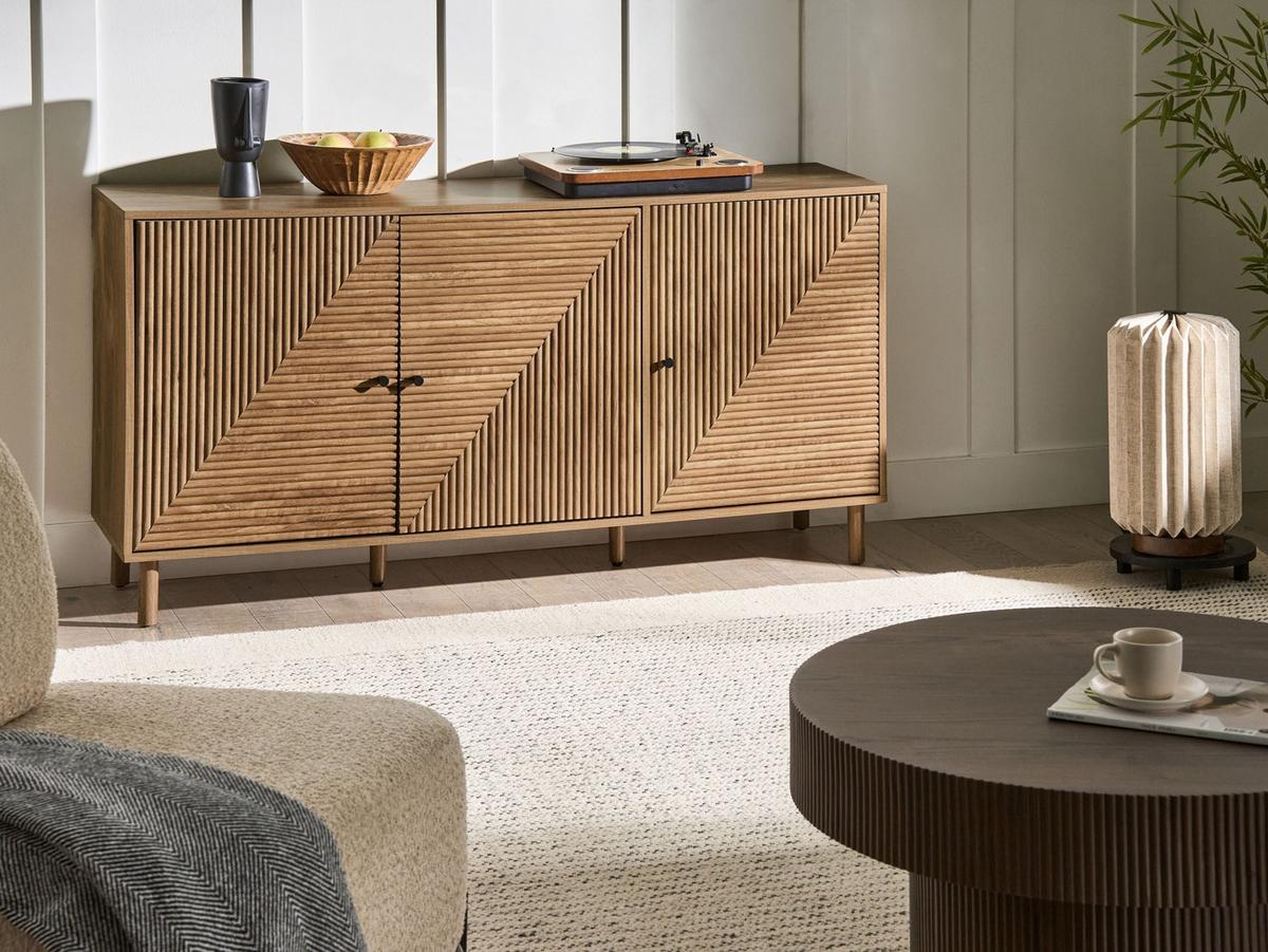 SIDEBOARD mit 3 Türen Hellbraun Ronge - Hellbraun/Braun, Holz/Holzwerkstoff (150/75/40cm) - Beliani