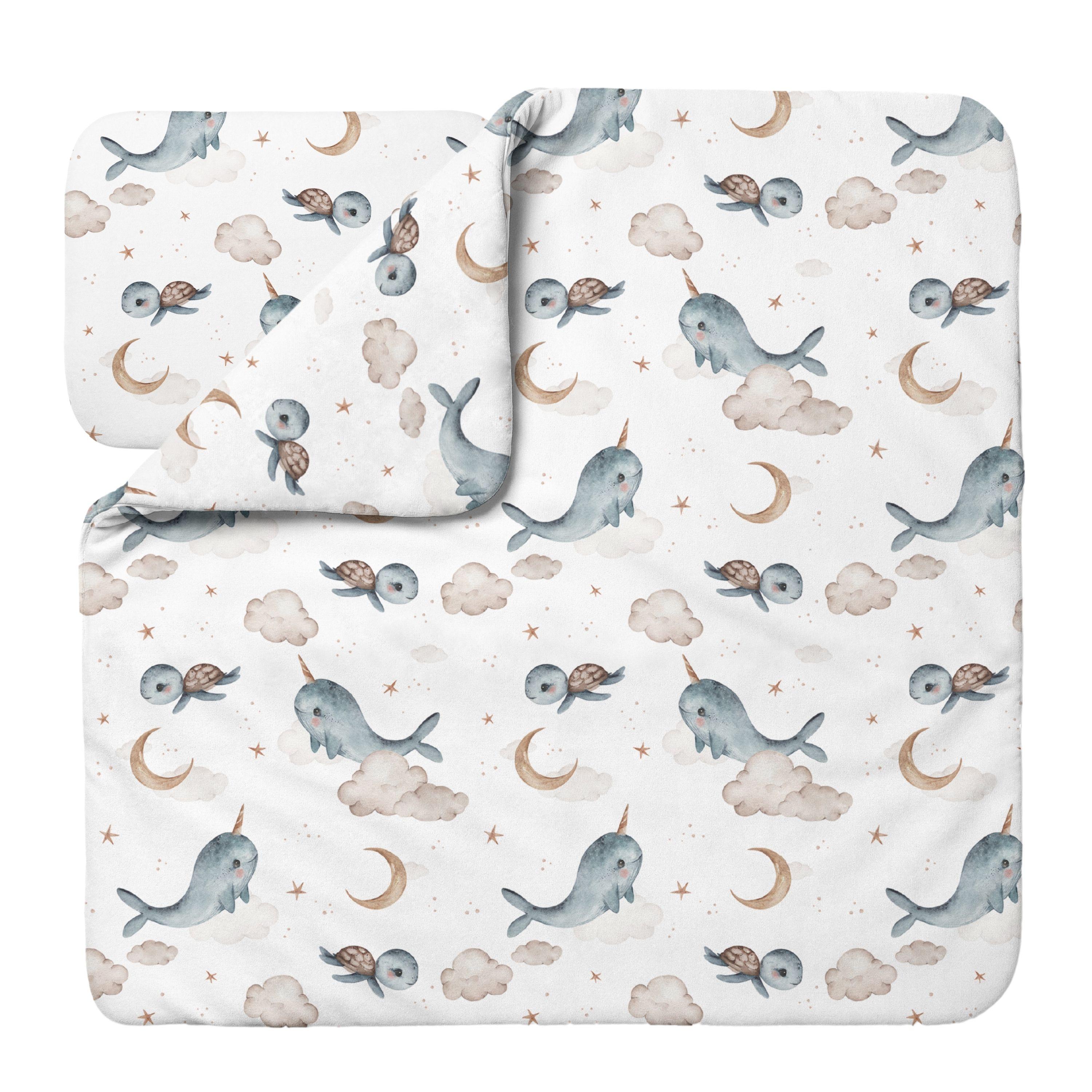 BABYBETTWÄSCHE Bambus, Decke & Kissen, Wale - Weiß, Textil (75/75cm) - waldin