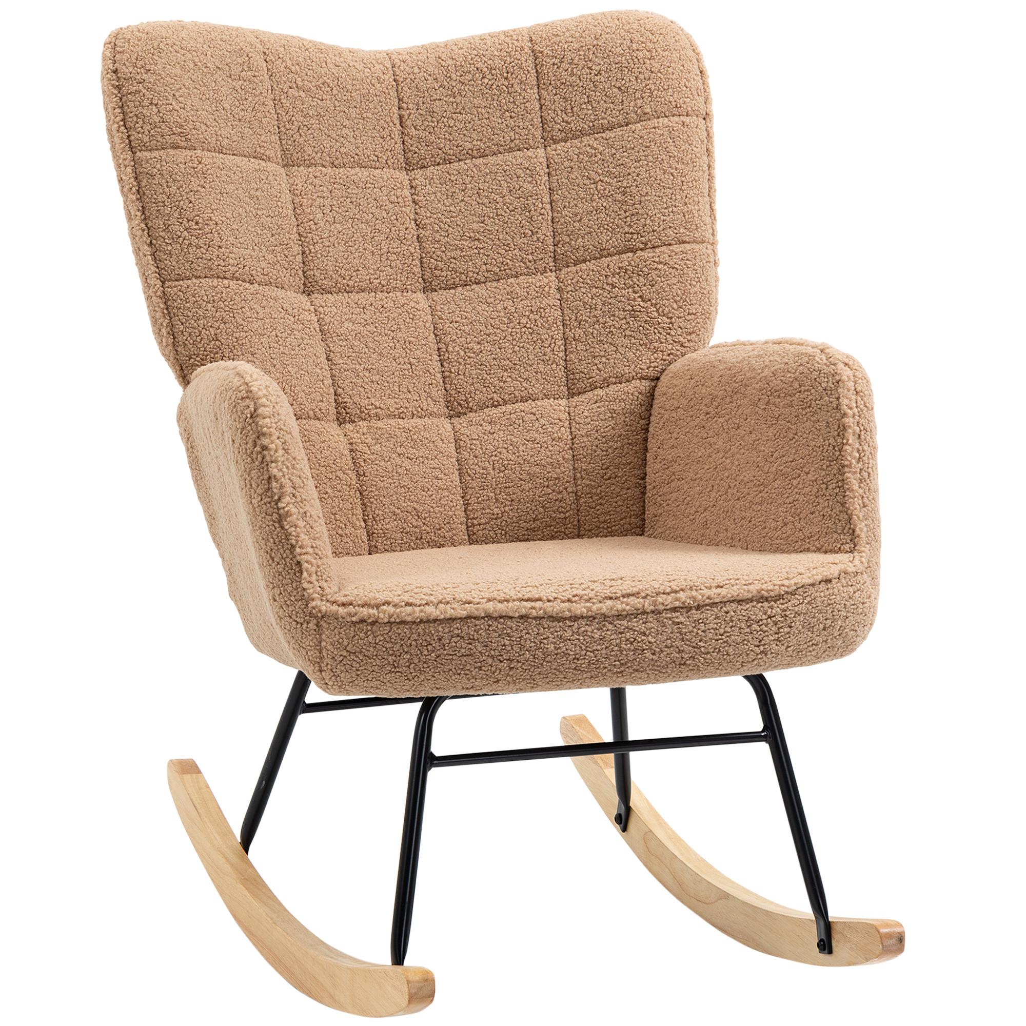 SCHAUKELSTUHL Sessel Relaxsessel bis 120 kg, Polyester, Braun 98x71x101cm - Braun/Naturfarben, Buchenholz/Textil (98/101/71cm) - HOMCOM