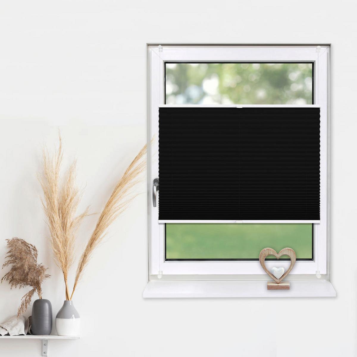 PLISSEE Basic 80 x 150cm Klemmfix ohne Bohren - Schwarz, Textil (80/150cm) - Deco-Raum